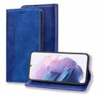 For Samsung Galaxy S21+ 5G Business Stitching Horizontal Flip Leather Case with Double Folding & Bracket & Card Slots & Photo Frame & Wallet(Sapphire Blue) - 1