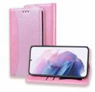 For Samsung Galaxy S21+ 5G Business Stitching Horizontal Flip Leather Case with Double Folding & Bracket & Card Slots & Photo Frame & Wallet(Rose Gold) - 1