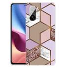 For Xiaomi Redmi K40 / K40 Pro Frosted Fashion Marble Shockproof  TPU Protective Case(Rhombus Orange Purple) - 1