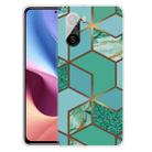 For Xiaomi Redmi K40 Pro Max Frosted Fashion Marble Shockproof  TPU Protective Case(Rhombus Green) - 1