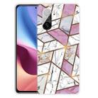 For Xiaomi Redmi K40 Pro Max Frosted Fashion Marble Shockproof  TPU Protective Case(Rhombus White Purple) - 1