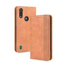 For Motorola Moto E6s (2020) Magnetic Buckle Retro Texture Horizontal Flip Leather Case with Holder & Card Slots & Photo Frame(Brown) - 1