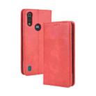 For Motorola Moto E6s (2020) Magnetic Buckle Retro Texture Horizontal Flip Leather Case with Holder & Card Slots & Photo Frame(Red) - 1