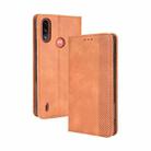 For Motorola Moto E7 Power Magnetic Buckle Retro Texture Horizontal Flip Leather Case with Holder & Card Slots & Photo Frame(Brown) - 1