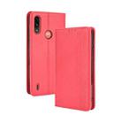 For Motorola Moto E7 Power Magnetic Buckle Retro Texture Horizontal Flip Leather Case with Holder & Card Slots & Photo Frame(Red) - 1