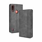 For Motorola Moto E7 Power Magnetic Buckle Retro Texture Horizontal Flip Leather Case with Holder & Card Slots & Photo Frame(Black) - 1