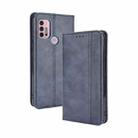 For Motorola Moto G30 Magnetic Buckle Retro Texture Horizontal Flip Leather Case with Holder & Card Slots & Photo Frame(Blue) - 1