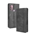 For Motorola Moto G30 Magnetic Buckle Retro Texture Horizontal Flip Leather Case with Holder & Card Slots & Photo Frame(Black) - 1