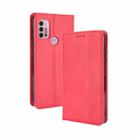 For Motorola Moto G10 Magnetic Buckle Retro Texture Horizontal Flip Leather Case with Holder & Card Slots & Photo Frame(Red) - 1