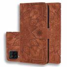 Embossed Sunflower Pattern Horizontal Flip PU Leather Case with Holder & Card Slots & Wallet & Lanyard For Samsung Galaxy A12(Brown) - 1