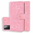 Embossed Sunflower Pattern Horizontal Flip PU Leather Case with Holder & Card Slots & Wallet & Lanyard For Samsung Galaxy A72 5G / 4G(Pink) - 1