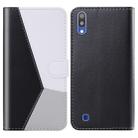 For Galaxy A10 / M10 Tricolor Stitching Horizontal Flip TPU + PU Leather Case with Holder & Card Slots & Wallet(Black) - 1