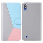 For Galaxy A10 / M10 Tricolor Stitching Horizontal Flip TPU + PU Leather Case with Holder & Card Slots & Wallet(Grey) - 1