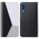 For Galaxy A30s Tricolor Stitching Horizontal Flip TPU + PU Leather Case with Holder & Card Slots & Wallet(Black) - 1
