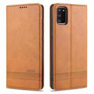 For Samsung Galaxy A02s AZNS Magnetic Calf Texture Horizontal Flip Leather Case with Card Slots & Holder & Wallet(Light Brown) - 1