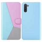 For Galaxy Note10 / Note10 5G Tricolor Stitching Horizontal Flip TPU + PU Leather Case with Holder & Card Slots & Wallet(Blue) - 1