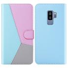 For Galaxy S9+ Tricolor Stitching Horizontal Flip TPU + PU Leather Case with Holder & Card Slots & Wallet(Blue) - 1