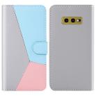 For Galaxy S10e Tricolor Stitching Horizontal Flip TPU + PU Leather Case with Holder & Card Slots & Wallet(Grey) - 1