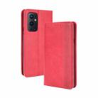 For OnePlus 9 Pro Magnetic Buckle Retro Crazy Horse Texture Horizontal Flip Leather Case with Holder & Card Slots & Photo Frame(Red) - 1