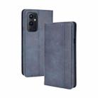 For OnePlus 9 Pro Magnetic Buckle Retro Crazy Horse Texture Horizontal Flip Leather Case with Holder & Card Slots & Photo Frame(Blue) - 1