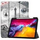 For iPad Pro 11 2022 / 2021 Colored Drawing Horizontal Flip TPU + PU Leather Tablet Case with Three-folding Holder & Sleep / Wake-up Function & Pen Slot(Eiffel Tower) - 1