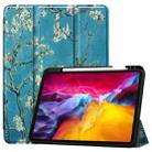 For iPad Pro 11 2022 / 2021 Colored Drawing Horizontal Flip TPU + PU Leather Tablet Case with Three-folding Holder & Sleep / Wake-up Function & Pen Slot(Apricot Flower) - 1