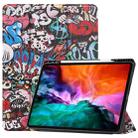 For iPad Pro 12.9 2022 / 2021 Colored Drawing Horizontal Flip TPU + PU Leather Tablet Case with Three-folding Holder & Sleep / Wake-up Function & Pen Slot(Graffiti) - 1