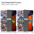 For iPad Pro 12.9 2022 / 2021 Colored Drawing Horizontal Flip TPU + PU Leather Tablet Case with Three-folding Holder & Sleep / Wake-up Function & Pen Slot(Graffiti) - 5