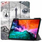 For iPad Pro 12.9 2022 / 2021 Colored Drawing Horizontal Flip TPU + PU Leather Tablet Case with Three-folding Holder & Sleep / Wake-up Function & Pen Slot(Eiffel Tower) - 1