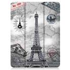 For iPad Pro 12.9 2022 / 2021 Colored Drawing Horizontal Flip TPU + PU Leather Tablet Case with Three-folding Holder & Sleep / Wake-up Function & Pen Slot(Eiffel Tower) - 2
