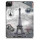 For iPad Pro 12.9 2022 / 2021 Colored Drawing Horizontal Flip TPU + PU Leather Tablet Case with Three-folding Holder & Sleep / Wake-up Function & Pen Slot(Eiffel Tower) - 3