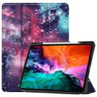 For iPad Pro 12.9 2022 / 2021 Colored Drawing Horizontal Flip TPU + PU Leather Tablet Case with Three-folding Holder & Sleep / Wake-up Function & Pen Slot(Milky Way) - 1