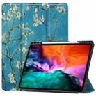 For iPad Pro 12.9 2022 / 2021 Colored Drawing Horizontal Flip TPU + PU Leather Tablet Case with Three-folding Holder & Sleep / Wake-up Function & Pen Slot(Apricot Flower) - 1