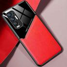 For OPPO Reno5 Pro Plus All-inclusive Leather + Organic Glass Protective Case with Metal Iron Sheet(Red) - 1