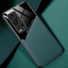 For vivo X60 Pro Plus All-inclusive Leather + Organic Glass Protective Case with Metal Iron Sheet (Green) - 1