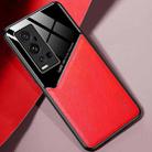 For vivo X60 Pro Plus All-inclusive Leather + Organic Glass Protective Case with Metal Iron Sheet (Red) - 1