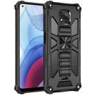 For Motorola Moto G Power (2021) Shockproof TPU + PC Magnetic Protective Case with Holder(Black) - 1