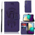 For Samsung Galaxy A02 (EU Version) Wind Chime Owl Embossing Pattern Horizontal Flip Leather Case with Holder & Card Slots & Wallet(Purple) - 1