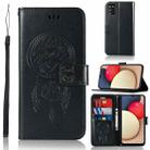 For Samsung Galaxy A02s (US Version) Wind Chime Owl Embossing Pattern Horizontal Flip Leather Case with Holder & Card Slots & Wallet(Black) - 1