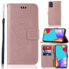 For Samsung Galaxy A52 5G / 4G Wind Chime Owl Embossing Pattern Horizontal Flip Leather Case with Holder & Card Slots & Wallet(Rose Gold) - 1