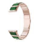 For Samsung Galaxy Watch 42mm Stainless Steel Diamond Encrusted Watch Band(Gold+Green) - 1