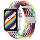 Braided + Stainless Steel Watch Band For Apple Watch Series 9&8&7 41mm / SE 3&SE 2&6&SE&5&4 40mm / 3&2&1 38mm(Rainbow) - 1