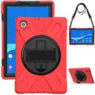 For Lenovo Tab M10 HD 2nd Gen TB-X306X Shockproof Colorful Silicone + PC Protective Case with Holder & Hand Grip Strap & Shoulder Strap(Red) - 1