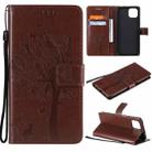 For OPPO A73 5G Tree & Cat Pattern Pressed Printing Horizontal Flip PU Leather Case with Holder & Card Slots & Wallet & Lanyard(Coffee) - 1