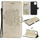 For OPPO A73 5G Tree & Cat Pattern Pressed Printing Horizontal Flip PU Leather Case with Holder & Card Slots & Wallet & Lanyard(Gold) - 1