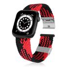 Braided + Stainless Steel Watch Band For Apple Watch Series 7 45mm / 6 & SE & 5 & 4 44mm / 3 & 2 & 1 42mm(Vertical Black Red) - 1