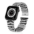 Braided + Stainless Steel Watch Band For Apple Watch Series 7 45mm / 6 & SE & 5 & 4 44mm / 3 & 2 & 1 42mm(Horizontal Black White) - 1