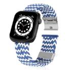 Braided + Stainless Steel Watch Band For Apple Watch Series 7 45mm / 6 & SE & 5 & 4 44mm / 3 & 2 & 1 42mm(Horizontal Blue White) - 1