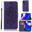 For Xiaomi Redmi Note 9 4G Wind Chime Owl Embossing Pattern Horizontal Flip Leather Case with Holder & Card Slots & Wallet(Purple) - 1