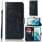 For Xiaomi Redmi Note 9 5G Wind Chime Owl Embossing Pattern Horizontal Flip Leather Case with Holder & Card Slots & Wallet(Black) - 1